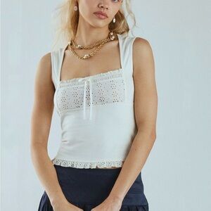 Urban Outfitters White Eyelet Tank Top